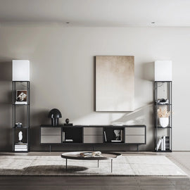 Modern Iron Shelf Floor Lamp with 3 Way Dimmable LED Bulb, Shelves and White Shade for Living Room and Bedroom(Black)