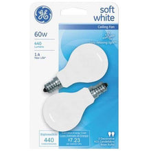 Load image into Gallery viewer, GE Soft White Ceiling Fan Bulb, 60 W - 2 pack
