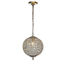 Load image into Gallery viewer, 1-Light 12" Retro Antique Gold Crystal Globe Chandelier Small Sphere Pendant Light
