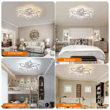 Load image into Gallery viewer, Garwarm Dimmable Ceiling Fan with Light and Remote Control, 27" Small Flush Mounted Ceiling Fan