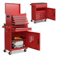Load image into Gallery viewer, 2 - in - 1 Rolling Tool Chest, 5-Drawer Tool Storage Cabinet with Wheels, Adjustable Shelf, Tool Box Organizer for Garage Warehouse Workshop