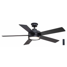 Baxtan 56 in. LED Matte Black Ceiling Fan with Light and Remote Control