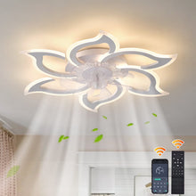 Load image into Gallery viewer, Garwarm Dimmable Ceiling Fan with Light and Remote Control, 27" Small Flush Mounted Ceiling Fan