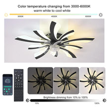 Load image into Gallery viewer, Garwarm Dimmable Ceiling Fan with Light and Remote Control, 27" Small Flush Mounted Ceiling Fan
