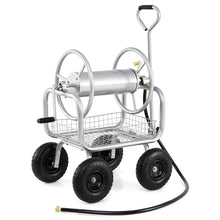 Load image into Gallery viewer, Portable Garden Hose Reel Cart Holds 300FT of 5/8" Large Capacity, Heavy - Duty Metal Hose Cart with 4 Wheels &amp; Storage Basket for Lawn Yard