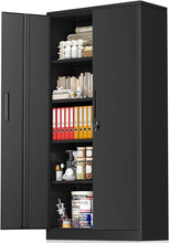 Load image into Gallery viewer, SOLAURA 71" Metal Garage Storage Cabinet with Locking Doors and Adjustable Shelves for Home, Office(Black)