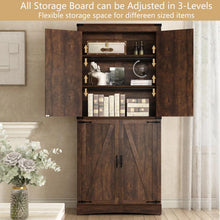 Load image into Gallery viewer, 71" Tall Farmhouse Kitchen Pantry Cabinet, 5 Layers Storage Cabinet with Adjustable Shelves, Farmhouse Pantry Cabinet with 4 Barn Doors