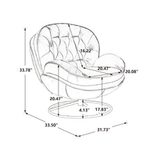 Load image into Gallery viewer, Velvet Swivel Accent Chair with Ottoman, Modern Chaise Lounge Chair with Metal Frame and Footstool, Comfy Armchair Reading Chair