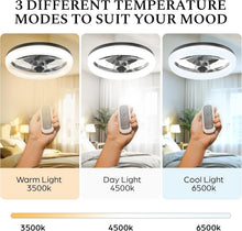 Load image into Gallery viewer, Cannonx 14 Low Profile Ceiling Fans with Lights and Remote, Modern Fandelier Ceiling Fan