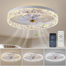 Load image into Gallery viewer, 2024 Upgraded Caxsrfyk Ceiling Fan 3098 White Ceiling Fans with Lights App &amp; Remote Control, 6 Wind Speeds Modern Ceiling Fan, Timing &amp; 3 LED Color