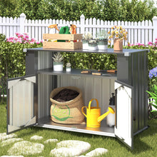 Load image into Gallery viewer, AECOJOY Outdoor Grill Table with Storage Cabinet Weatherproof, Outdoor Kitchen Island, Grill Cabinet Cart with Storage