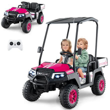 Load image into Gallery viewer, 24V 4WD 2-Seater Kids Golf Cart with Sun Shade, Storage Trunk &amp; Remote Control, LED Lights, Electric Ride on Toy Car for Boys Girls Ages 3+