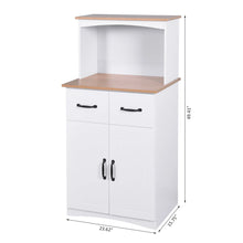 Load image into Gallery viewer, Kitchen Storage Cabinet Pantry Cabinet, White Storage Cupboard Pantry with 2 Doors, 2 Drawers &amp; Microwave Shelf, Freestanding Kitchen Storage Buffet