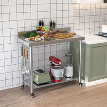 Load image into Gallery viewer, AECOJOY Stainless Steel Table with Backsplash 48"x18" Prep Tables for Commercial Kitchen