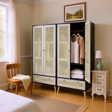 Load image into Gallery viewer, GOMYHOME Accent Cabinet with Rattan Doors &amp; Drawer, Modern Storage Armoire for Living Room, Bedroom, Natural Wood Finish