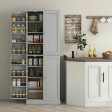 Load image into Gallery viewer, Spaco 17-Tier Kitchen Small Pantry Cabinet with 2 Doors and 6 Adjustable Shelves, Cabinet Pantry, Freestanding 5-Tier Shelving Pantries