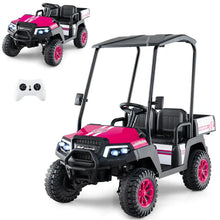 Load image into Gallery viewer, 24V 4WD 2-Seater Kids Golf Cart with Sun Shade, Storage Trunk &amp; Remote Control, LED Lights, Electric Ride on Toy Car for Boys Girls Ages 3+