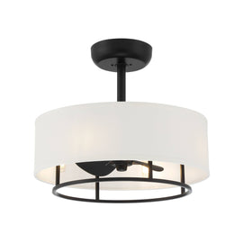 Kaiti 20 inch Drum Shade Ceiling Fan with Remote Control and Dimmable Lights - Matte Black