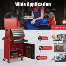 Load image into Gallery viewer, 2 - in - 1 Rolling Tool Chest, 5-Drawer Tool Storage Cabinet with Wheels, Adjustable Shelf, Tool Box Organizer for Garage Warehouse Workshop