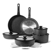 Load image into Gallery viewer, Carote 17pcs Nonstick Cookware Set with Detachable Handle, Induction Kitchen Sets Non Stick, Removable Handle, RV Oven Safe, Black