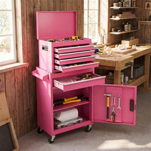 Load image into Gallery viewer, 2 - in - 1 Rolling Tool Chest, 5-Drawer Tool Storage Cabinet with Wheels, Adjustable Shelf, Tool Box Organizer for Garage Warehouse Workshop