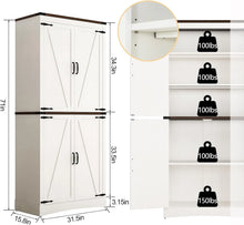 Load image into Gallery viewer, 71" Tall Farmhouse Kitchen Pantry Cabinet, 5 Layers Storage Cabinet with Adjustable Shelves, Farmhouse Pantry Cabinet with 4 Barn Doors