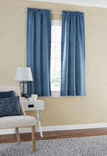 Load image into Gallery viewer, Mainstays Room Darkening Solid Woven Window Curtain Panel Pair, 60x63, Blue