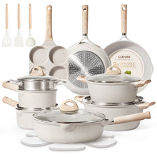 Load image into Gallery viewer, Carote Nonstick Cookware Set 21-Piece, Kitchen Pots and Pans Set, Stay - Cool Handles, Induction Compatible, Cookware Set for RV and Camping, Beige