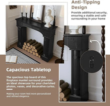 Load image into Gallery viewer, EPICOZY 43.3" Fireplace Mantel, Freestanding Fireplace Surround with Leg for Electric Fireplaces, MDF Mantel Surround with Shelf